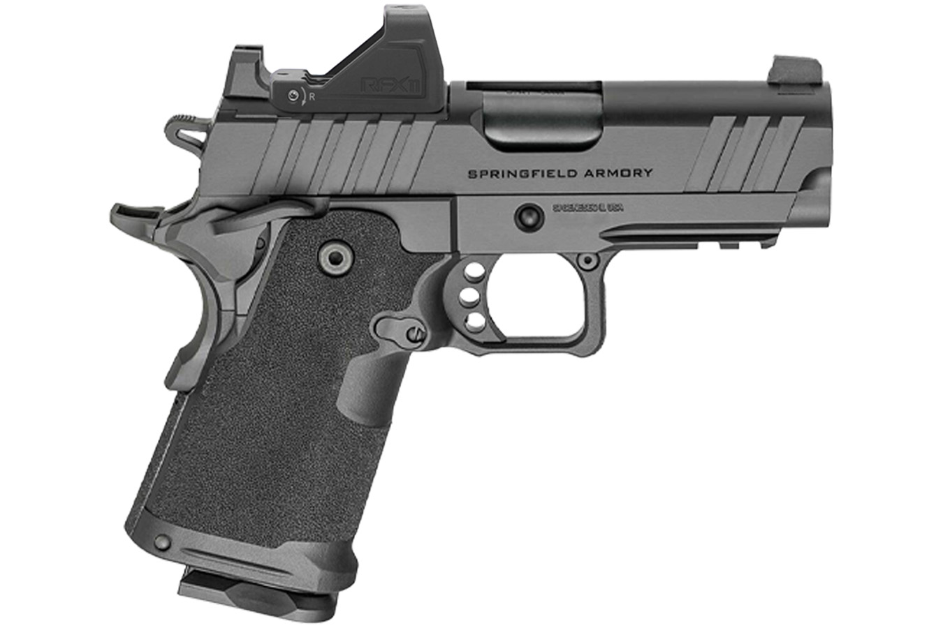 SPRINGFIELD 1911 DS Prodigy 3.5 Compact 9mm Gear-Pac with Viridian RFX-11 Green Dot, 4 Magazines and Pistol Bag